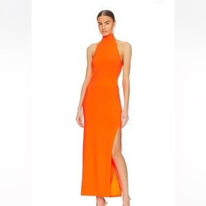 Norma Kamali Halter Turtleneck Gown